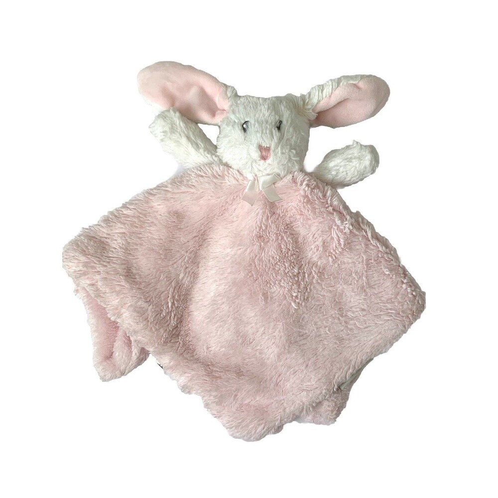 Blankets & Beyond White Bunny Rabbit Pink Baby Lovey Security Blanket Shaggy